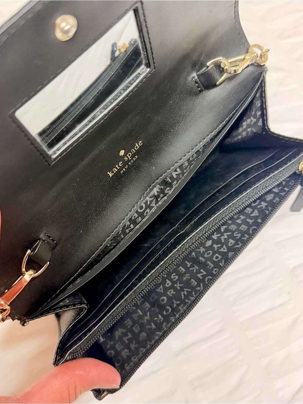 Kate Spade Black Glitter Chain Clutch with Gold Chain - Picture 5 of 5